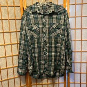 ROPER, western style snap down shirt with a flannel patter.